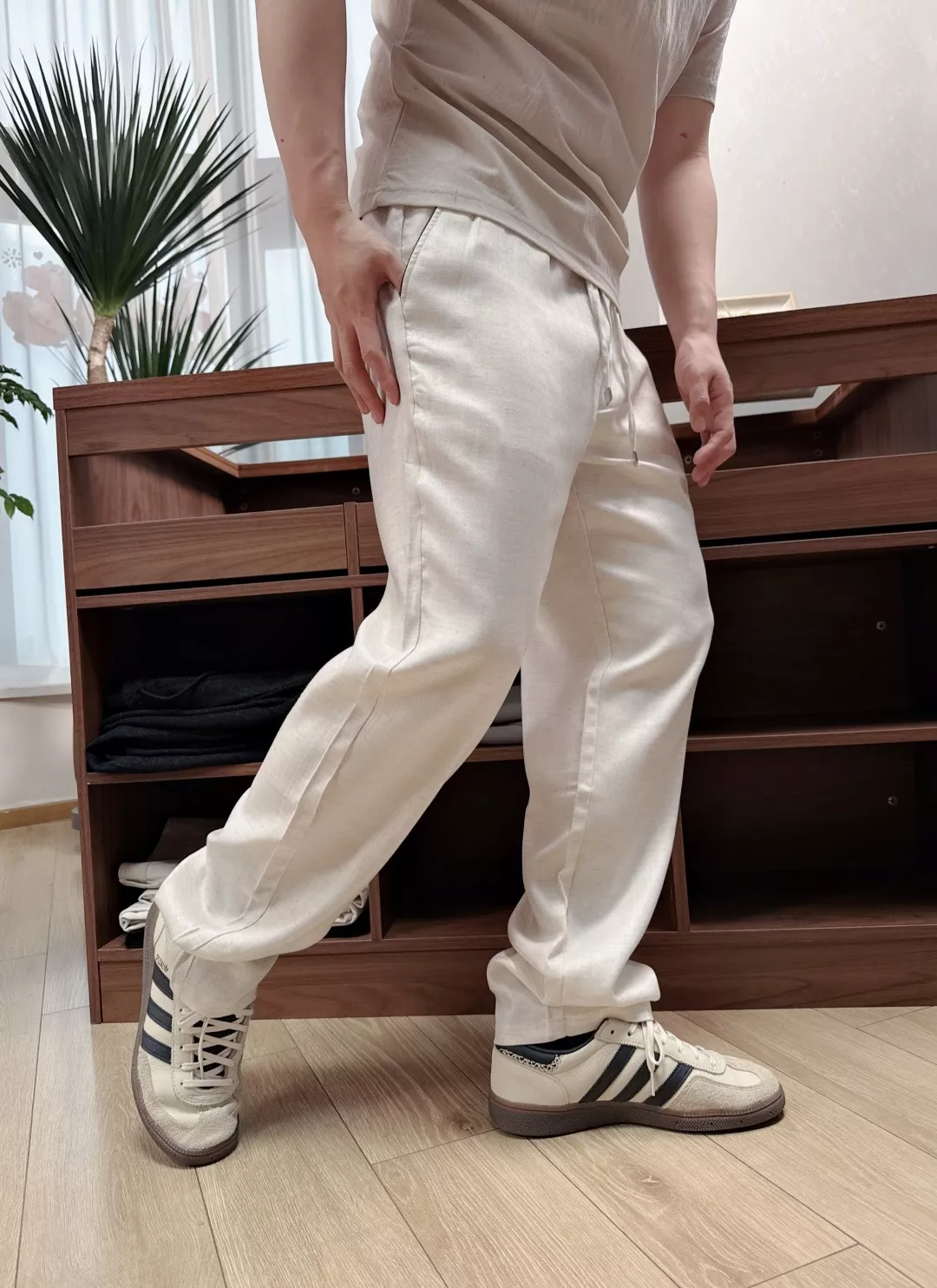 디올 린넨 혼방 드로우스트링 일자 팬츠 상세 이미지 23