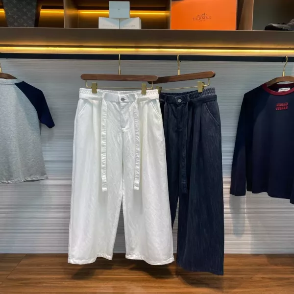 발렌티노 드로스트링 와이드 캐주얼 팬츠