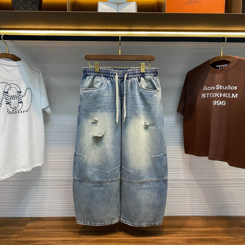 보테가베네타 워시드 데님 드로스트링 와이드 팬츠