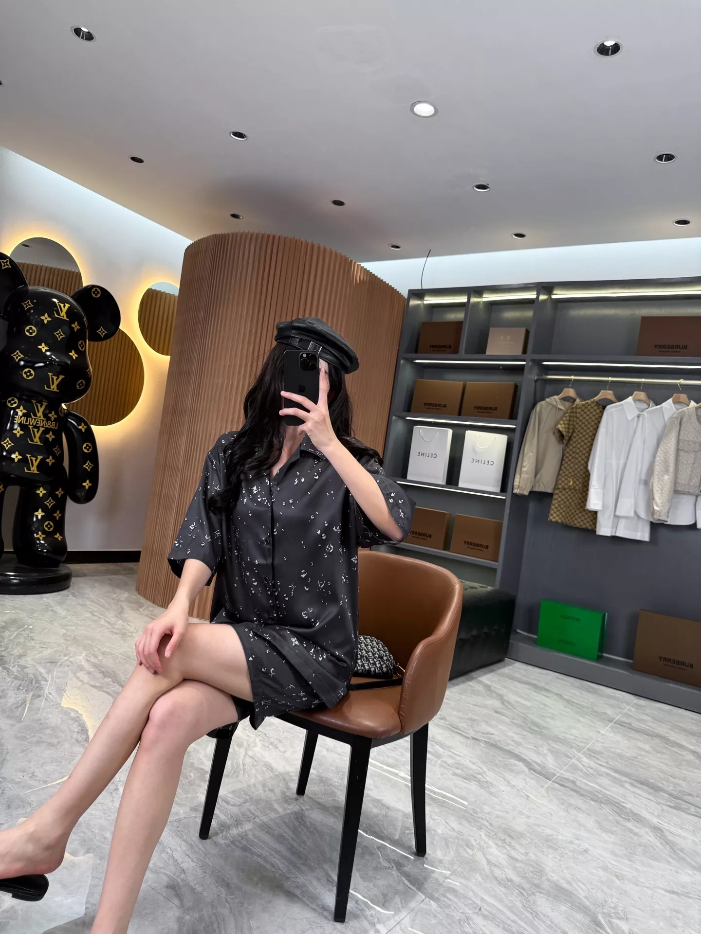루이비통 워터드롭 프린트 실크 반소매 셔츠 쇼츠 세트 상세 이미지 63