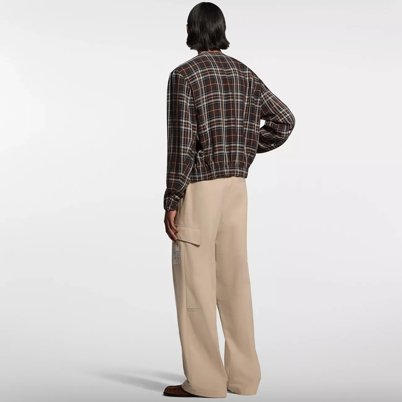 루이비통 카키 자수 코튼 와이드 카고 팬츠 상세 이미지 38