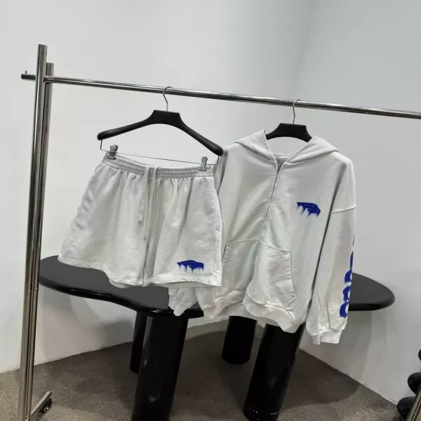 발렌시아가 웻브러시 프린트 후드 집업 쇼츠 세트