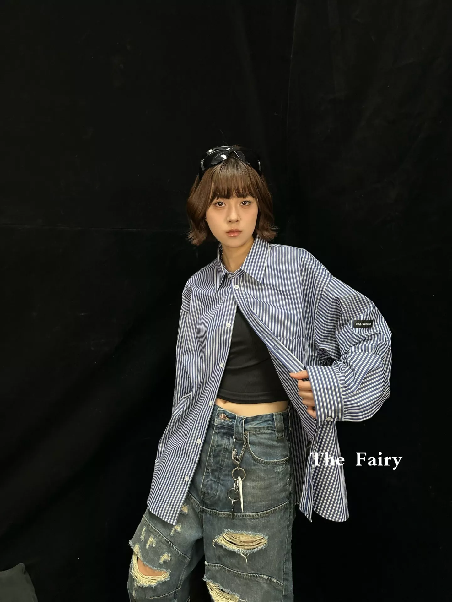 발렌시아가 스트라이프 포플린 오버핏 셔츠 상세 이미지 11