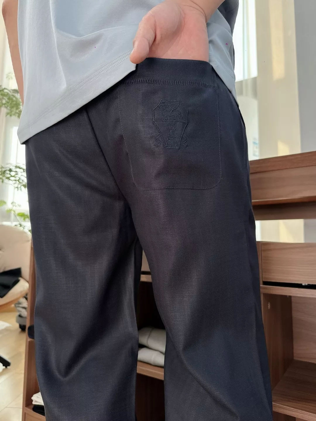 브루넬로쿠치넬리 블루 텐셀 린넨 혼방 드로스트링 팬츠 상세 이미지 27