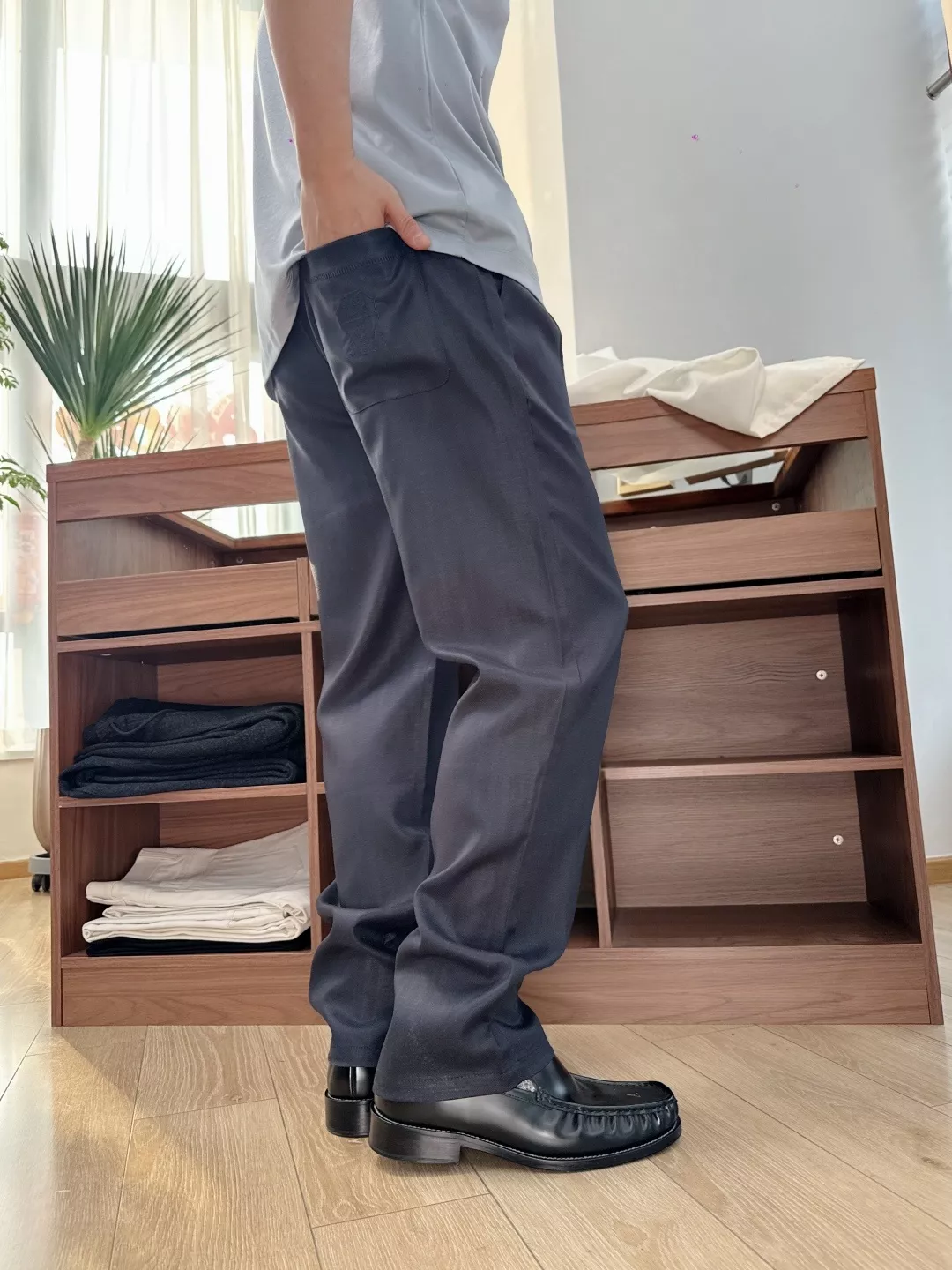 브루넬로쿠치넬리 블루 텐셀 린넨 혼방 드로스트링 팬츠 상세 이미지 20