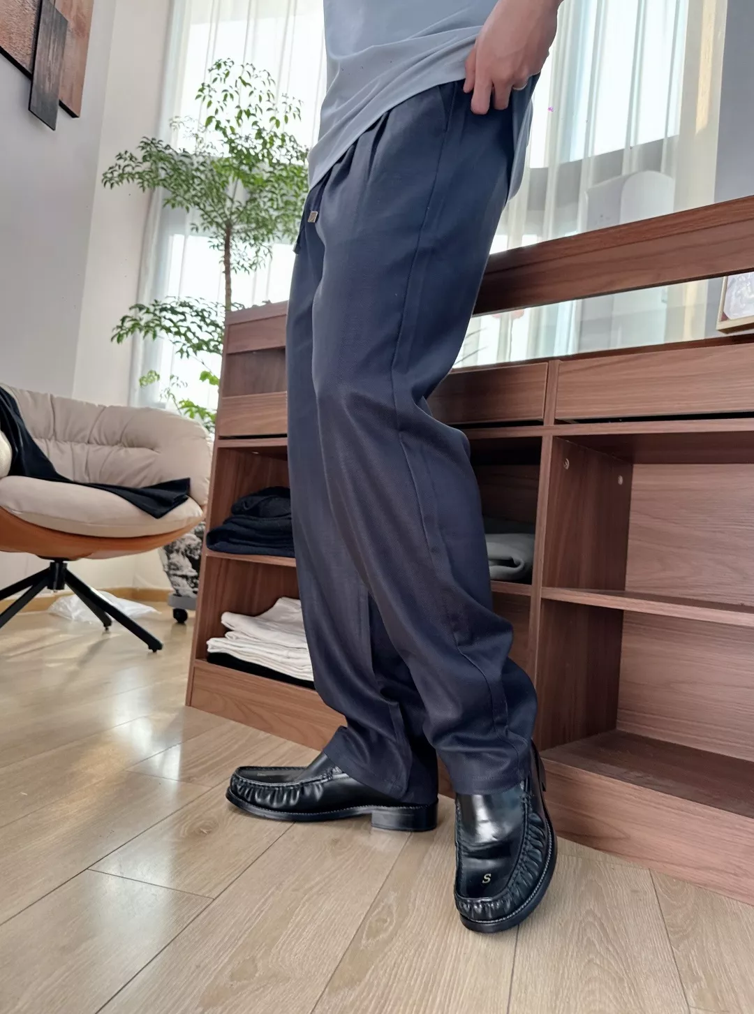 브루넬로쿠치넬리 블루 텐셀 린넨 혼방 드로스트링 팬츠 상세 이미지 25