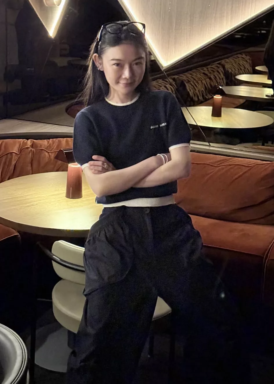미우미우 배색 크루넥 반소매 니트 상세 이미지 38