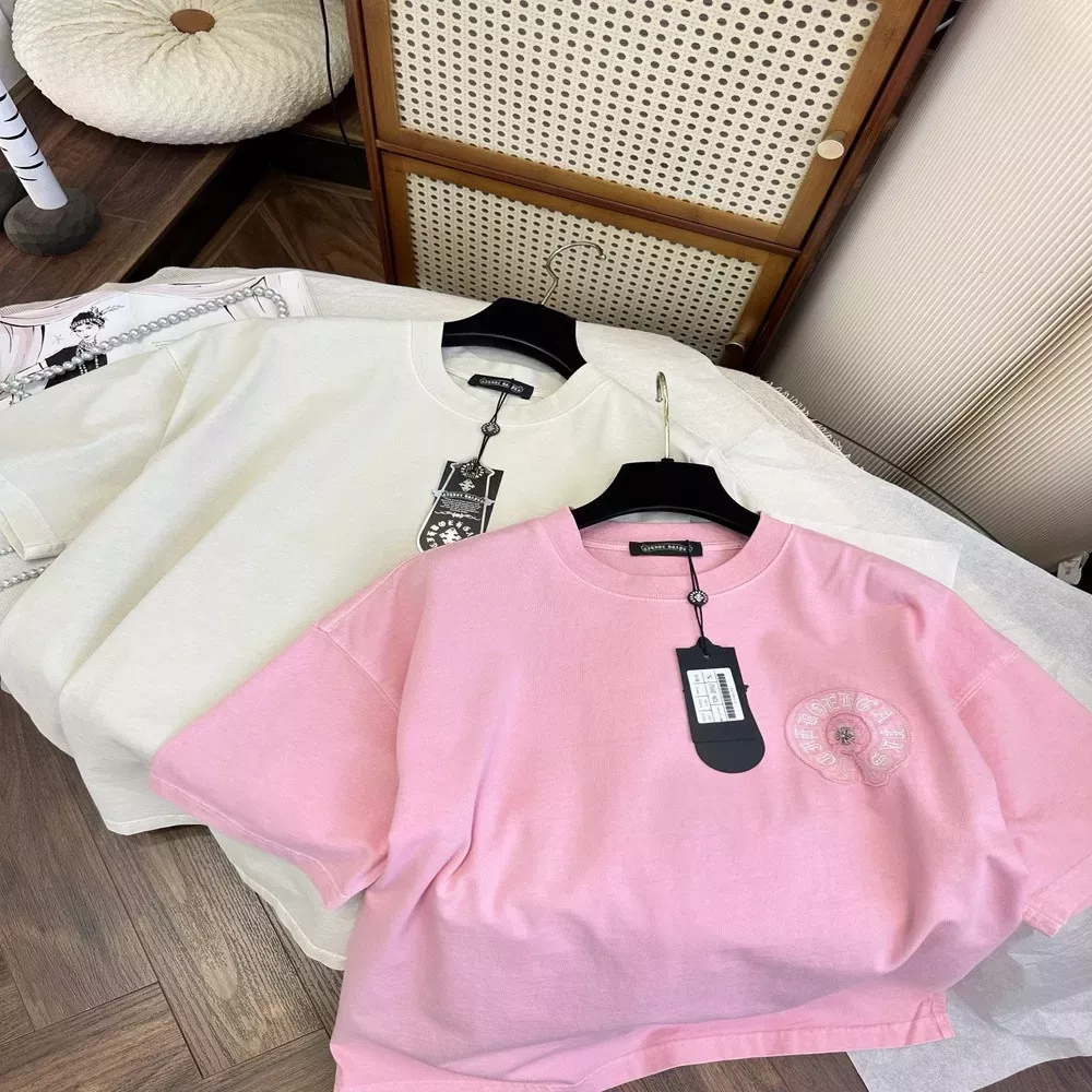 크롬하츠 크로스 패치 자수 오버핏 티셔츠