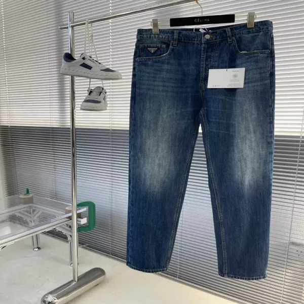 프라다 삼각 로고 워싱 데님 팬츠