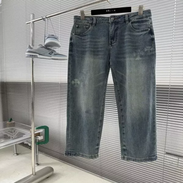 크롬하츠 크로스 로고 와이드 스트레이트 데님 팬츠