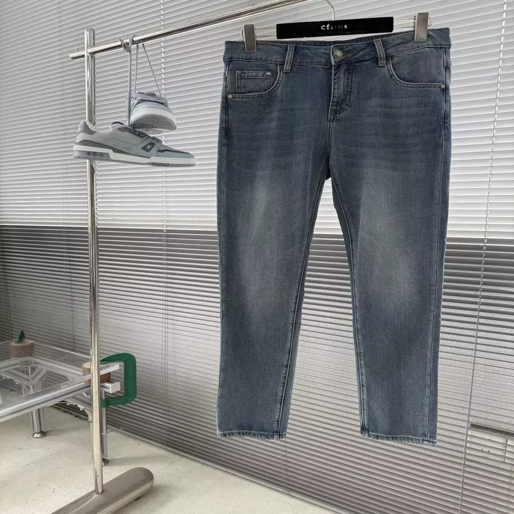 제냐 슬림 핏 워싱 데님 팬츠