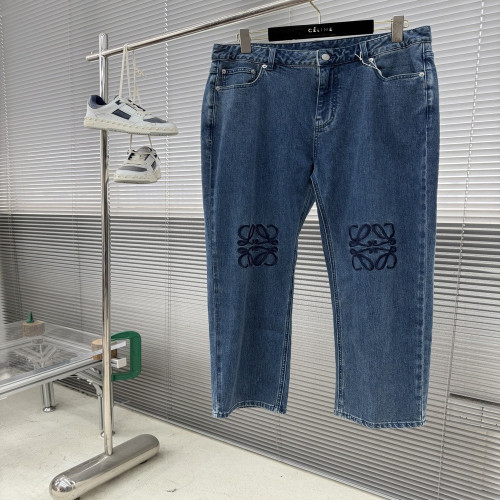 로에베 자수 디테일 워싱 스트레이트 청바지