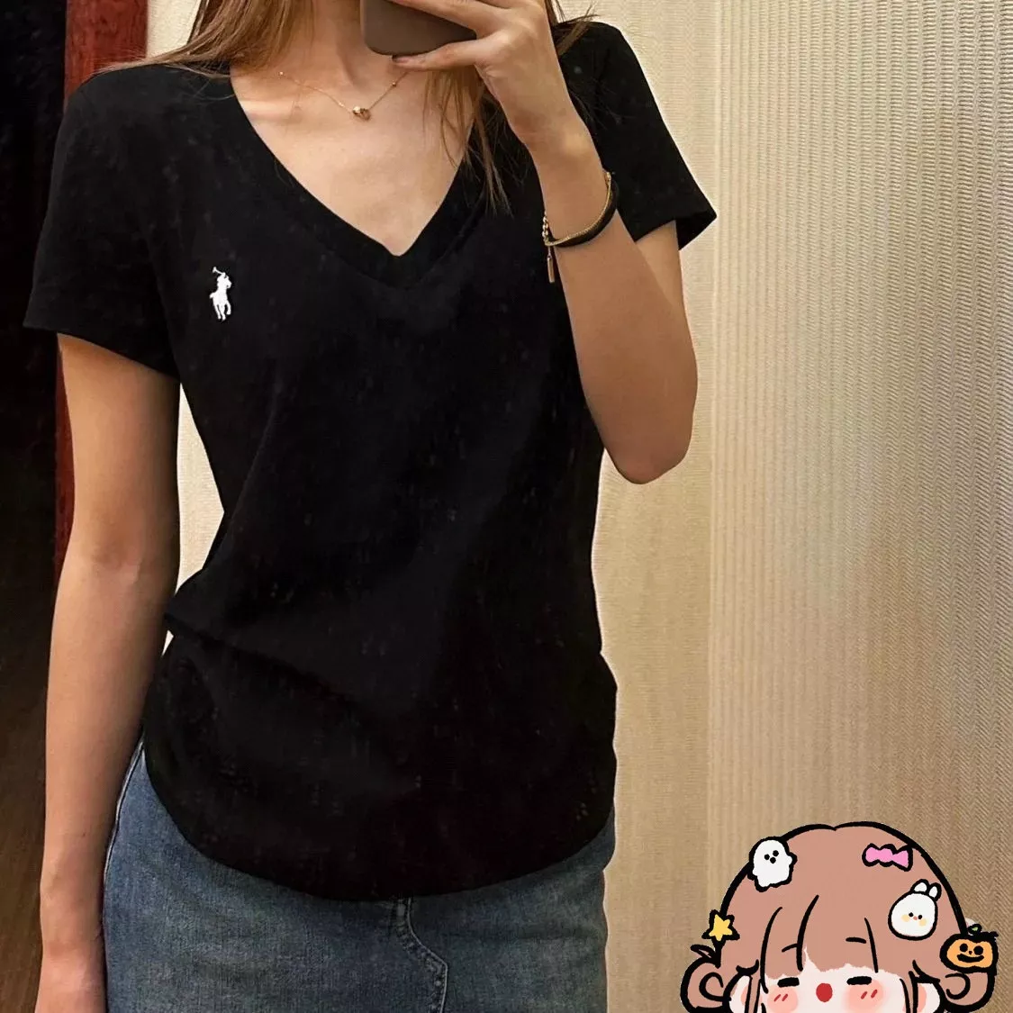 랄프로렌 브이넥 반소매 티셔츠 상세 이미지 99