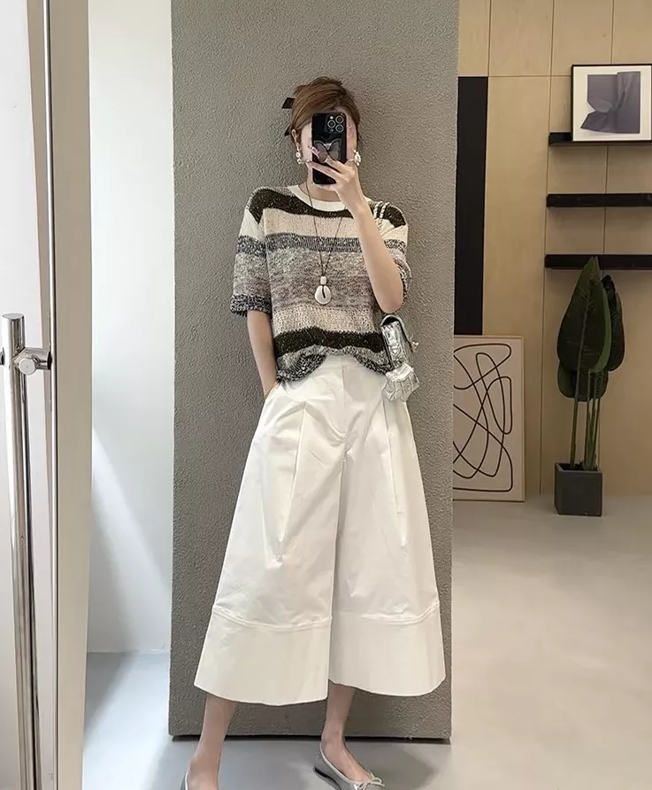 로에베 하이웨이스트 와이드 크롭 팬츠 상세 이미지 9