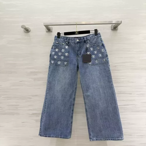 루이비통 원형 로고 포인트 와이드 데님 팬츠