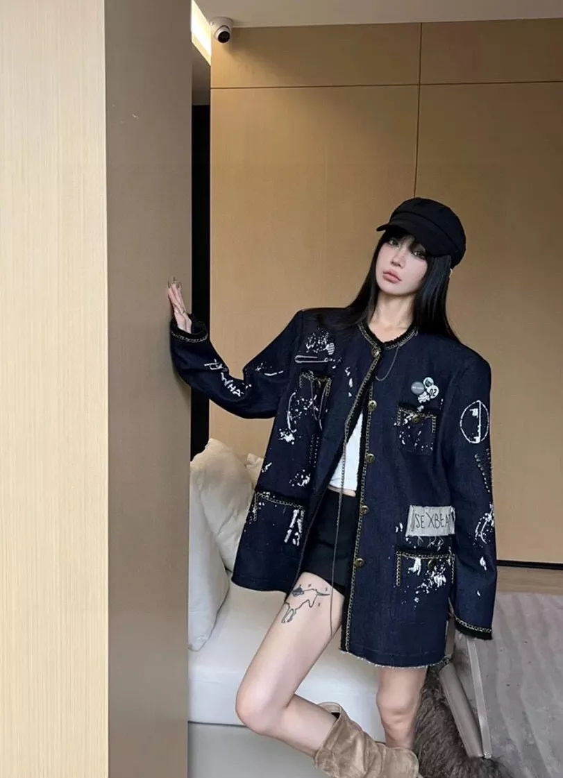 샤넬 제니 스타일 핸드페인팅 재킷 상세 이미지 24