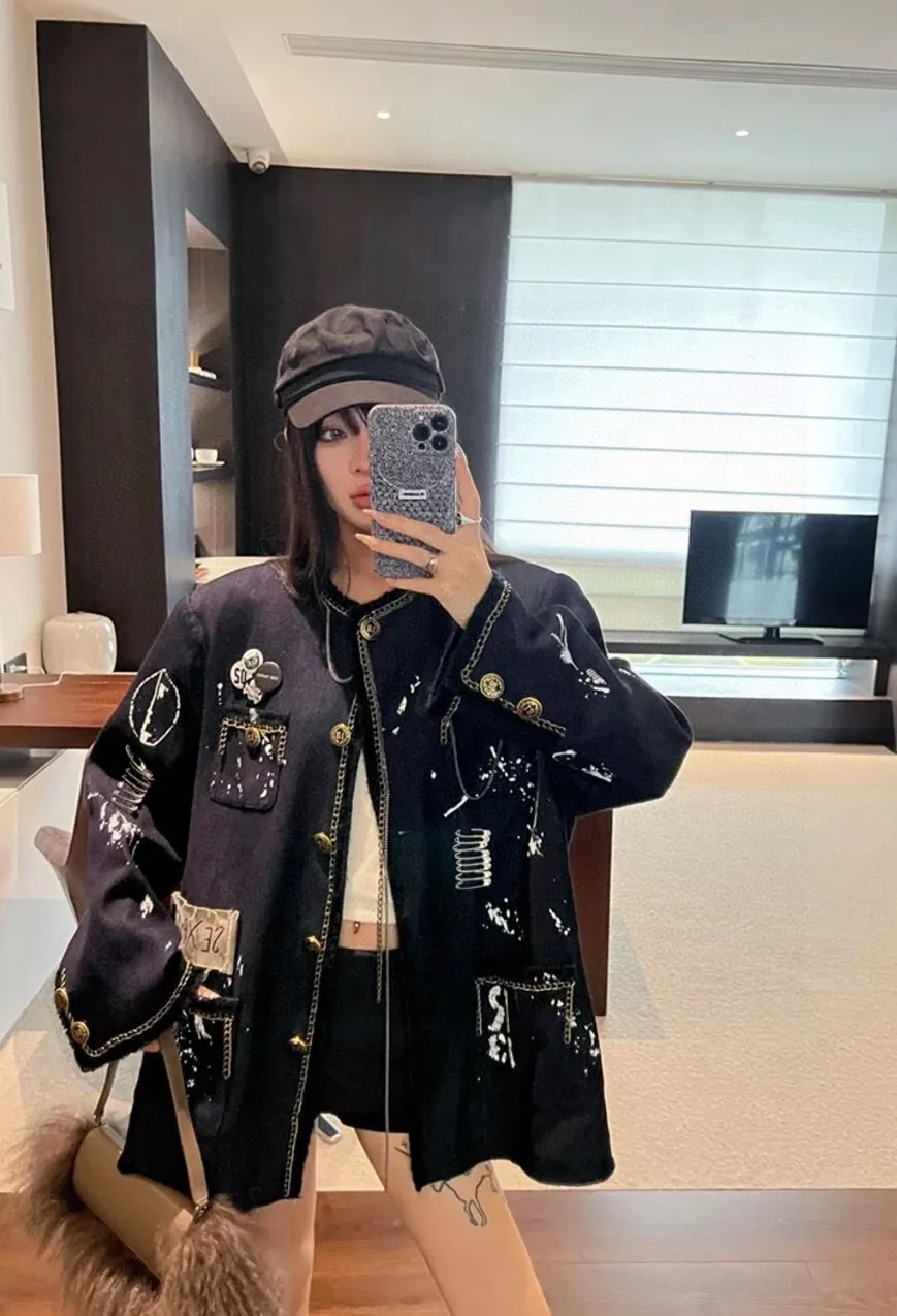 샤넬 제니 스타일 핸드페인팅 재킷 상세 이미지 22