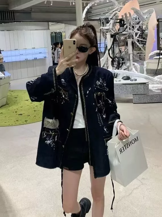 샤넬 제니 스타일 핸드페인팅 재킷 상세 이미지 16
