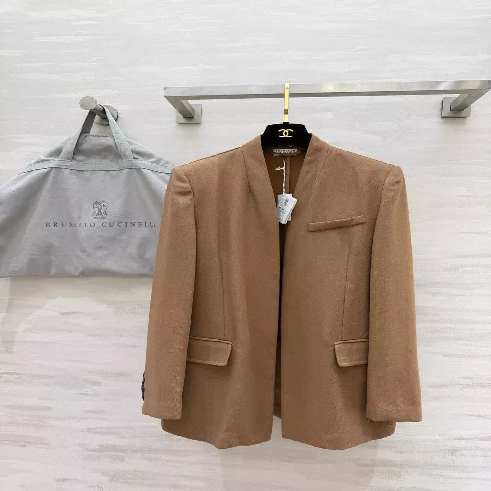 브루넬로쿠치넬리 카멜 노카라 테일러드 재킷