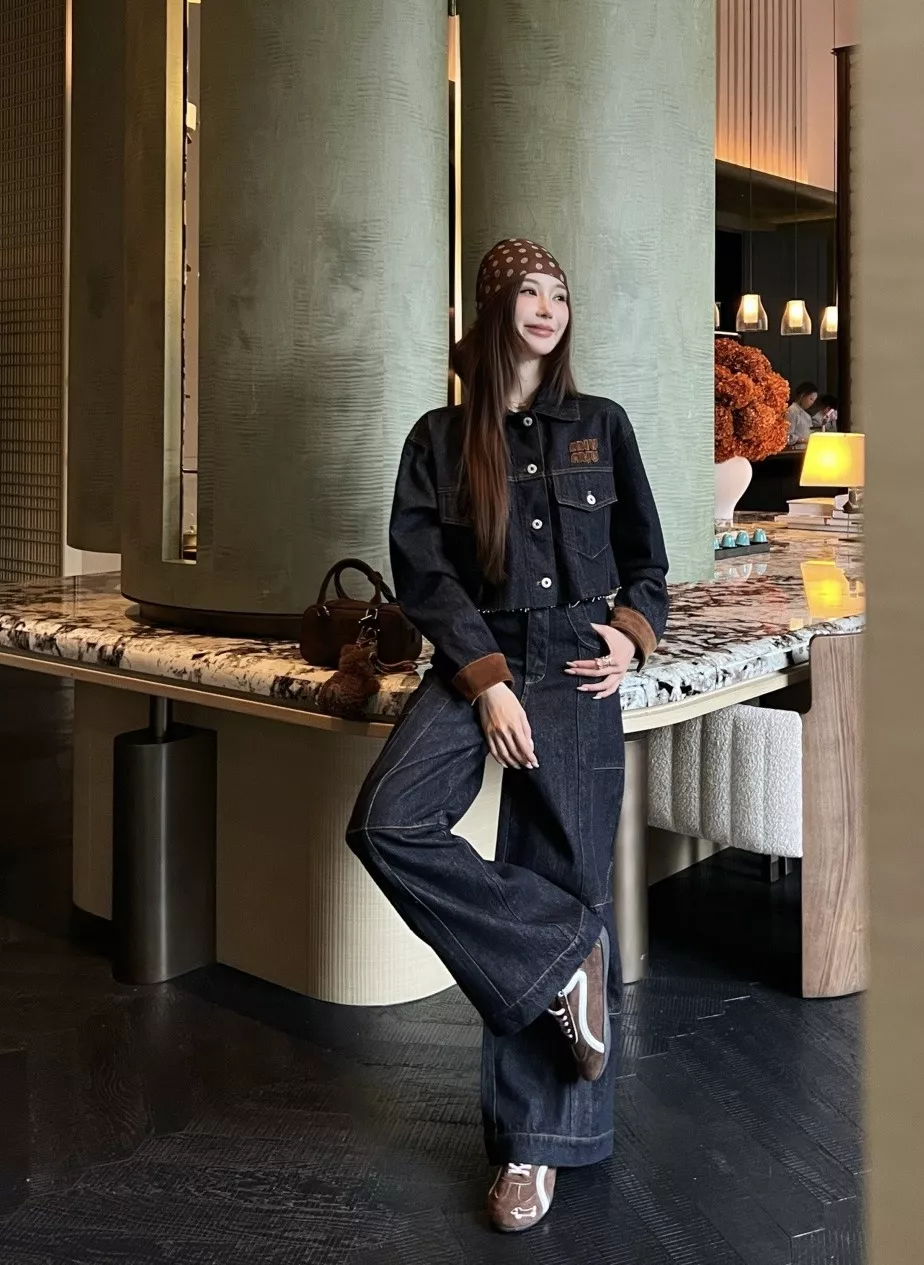 미우미우 복고 배색 데님 재킷 팬츠 세트 상세 이미지 25