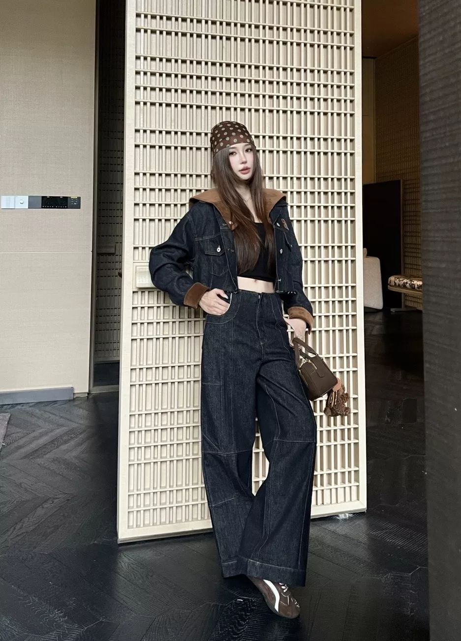 미우미우 복고 배색 데님 재킷 팬츠 세트 상세 이미지 28