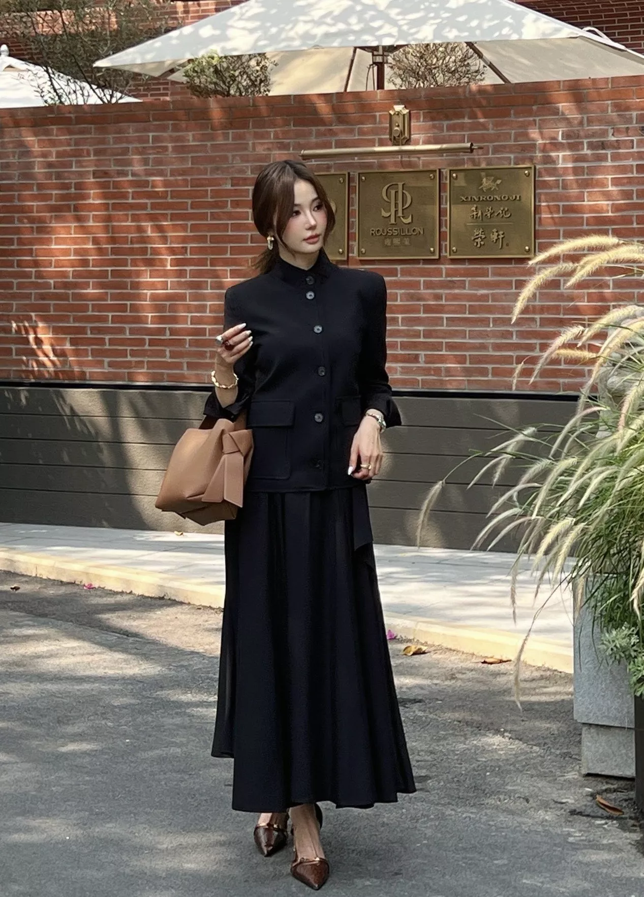 로로피아나 스탠드 카라 블랙 재킷 상세 이미지 15
