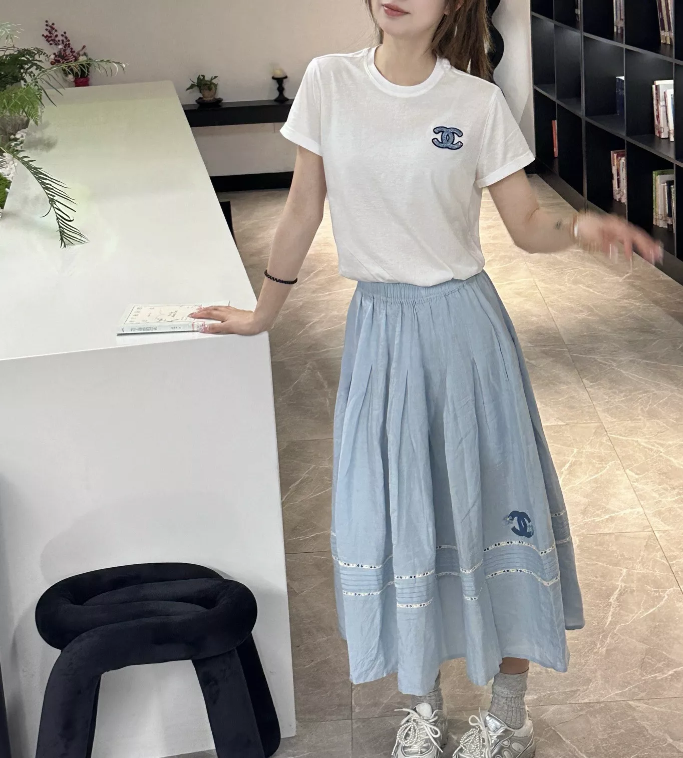 샤넬 빈티지 무드 플리츠 밴딩 스커트 상세 이미지 11