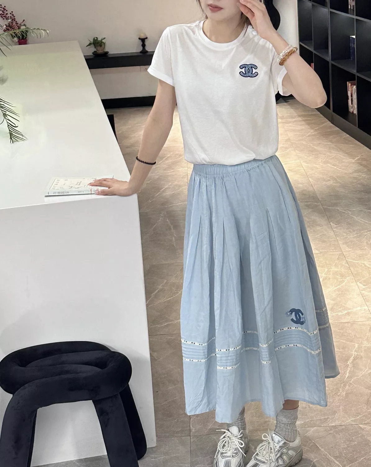 샤넬 빈티지 무드 플리츠 밴딩 스커트 상세 이미지 10