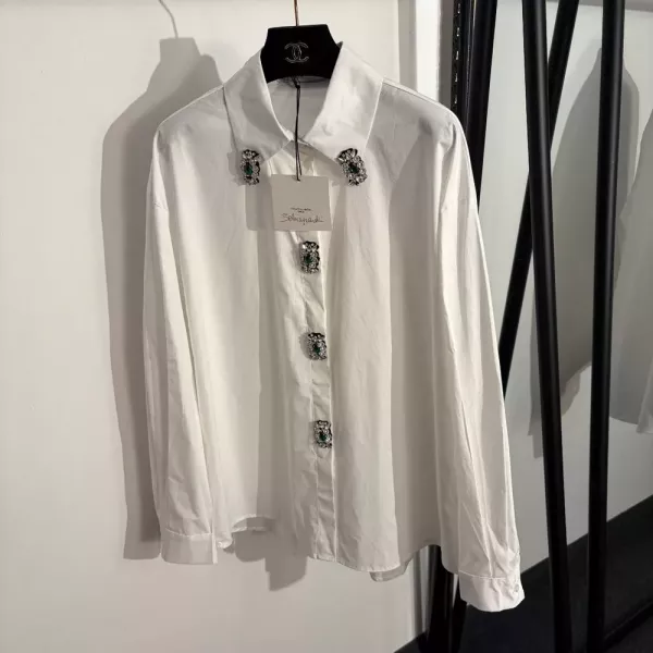 스키아파렐리 보석 장식 버튼 카라 셔츠
