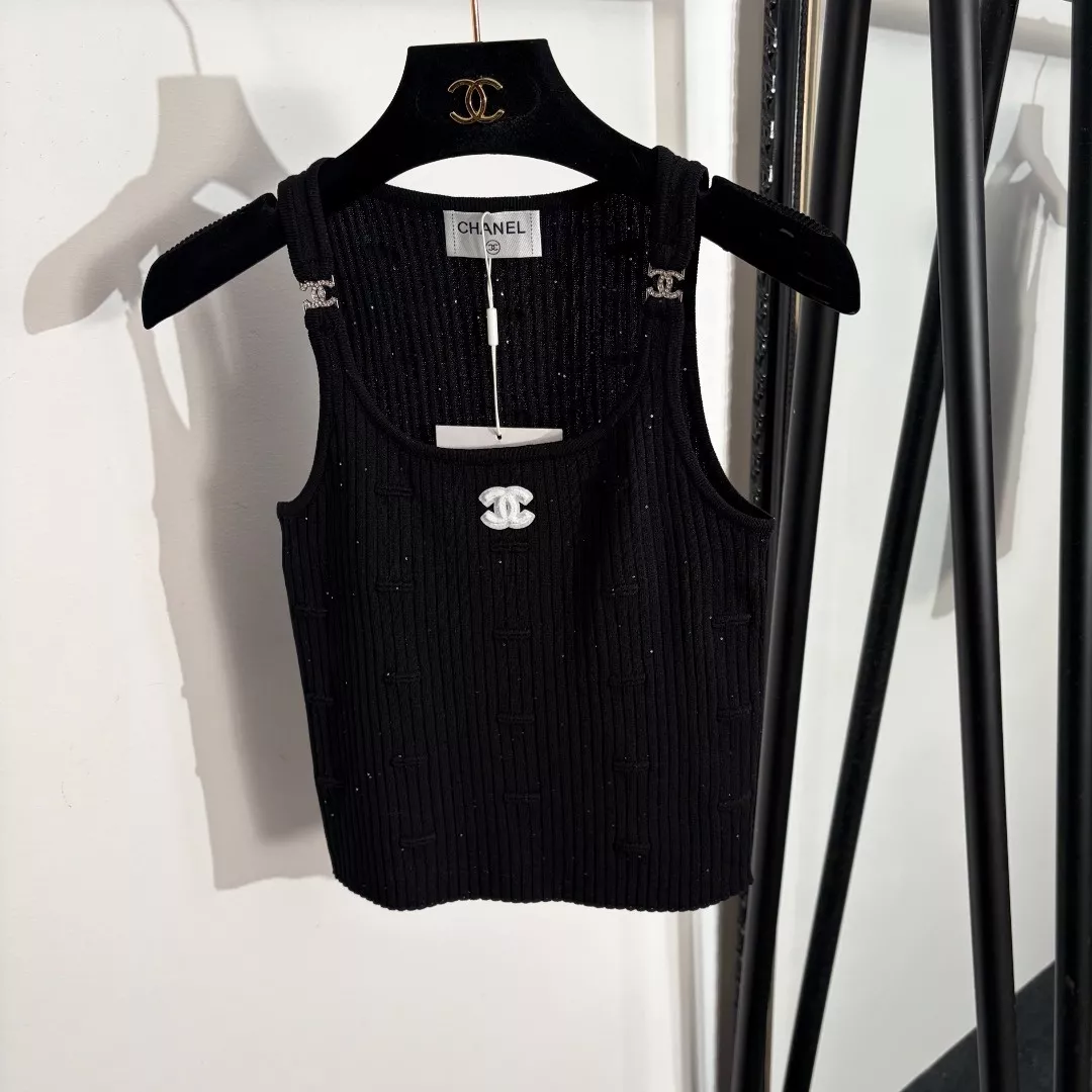 샤넬 로고 패치 골지 니트 베스트 상세 이미지 12