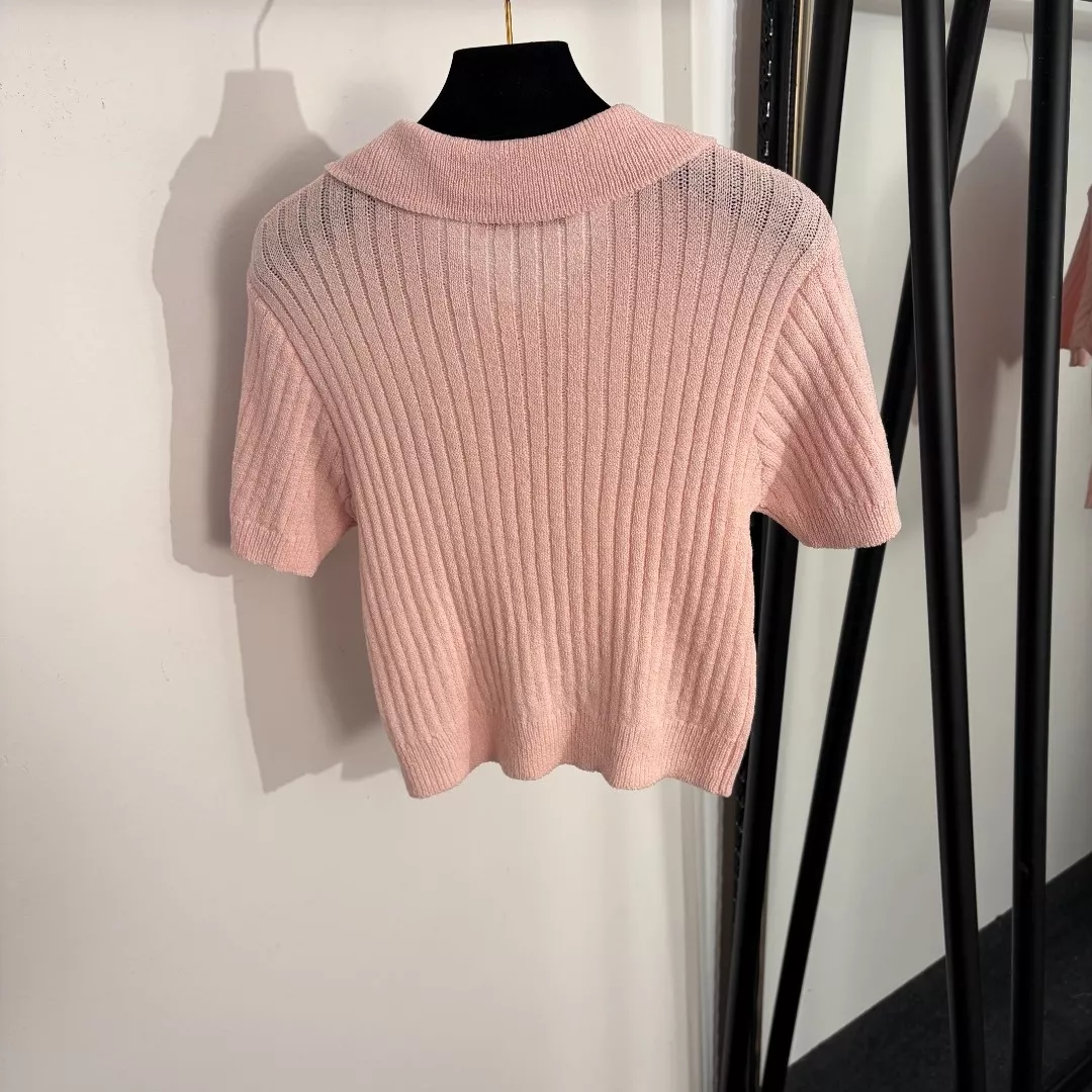 디올 플라워 자수 레터링 카라 반소매 니트 상세 이미지 13
