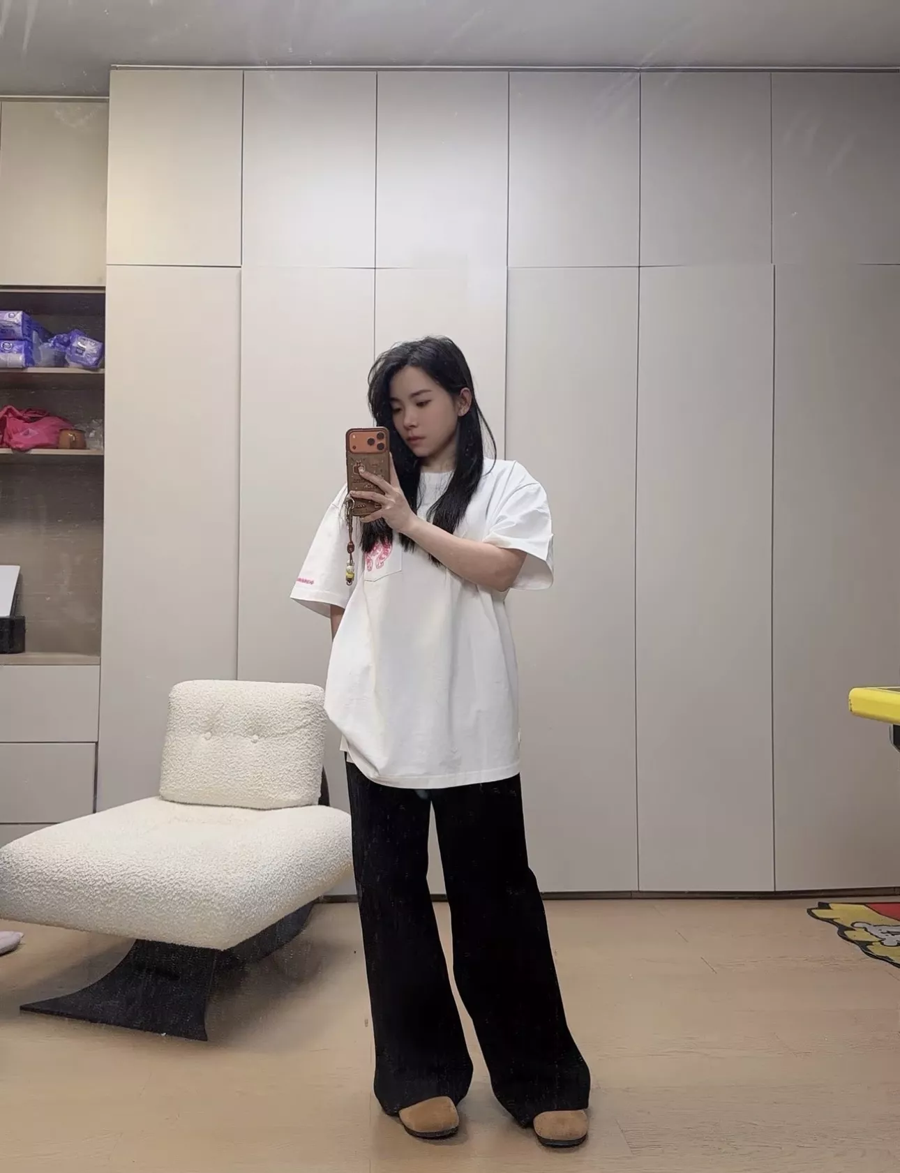 크롬하츠 핑크 말발굽 로고 프린트 라운드넥 반소매 티셔츠 상세 이미지 11