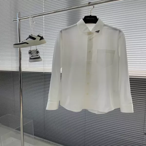 프라다 로고 포인트 코튼 포플린 셔츠