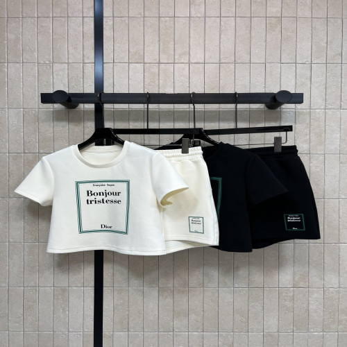 디올 문학 커버 자수 반소매 세트