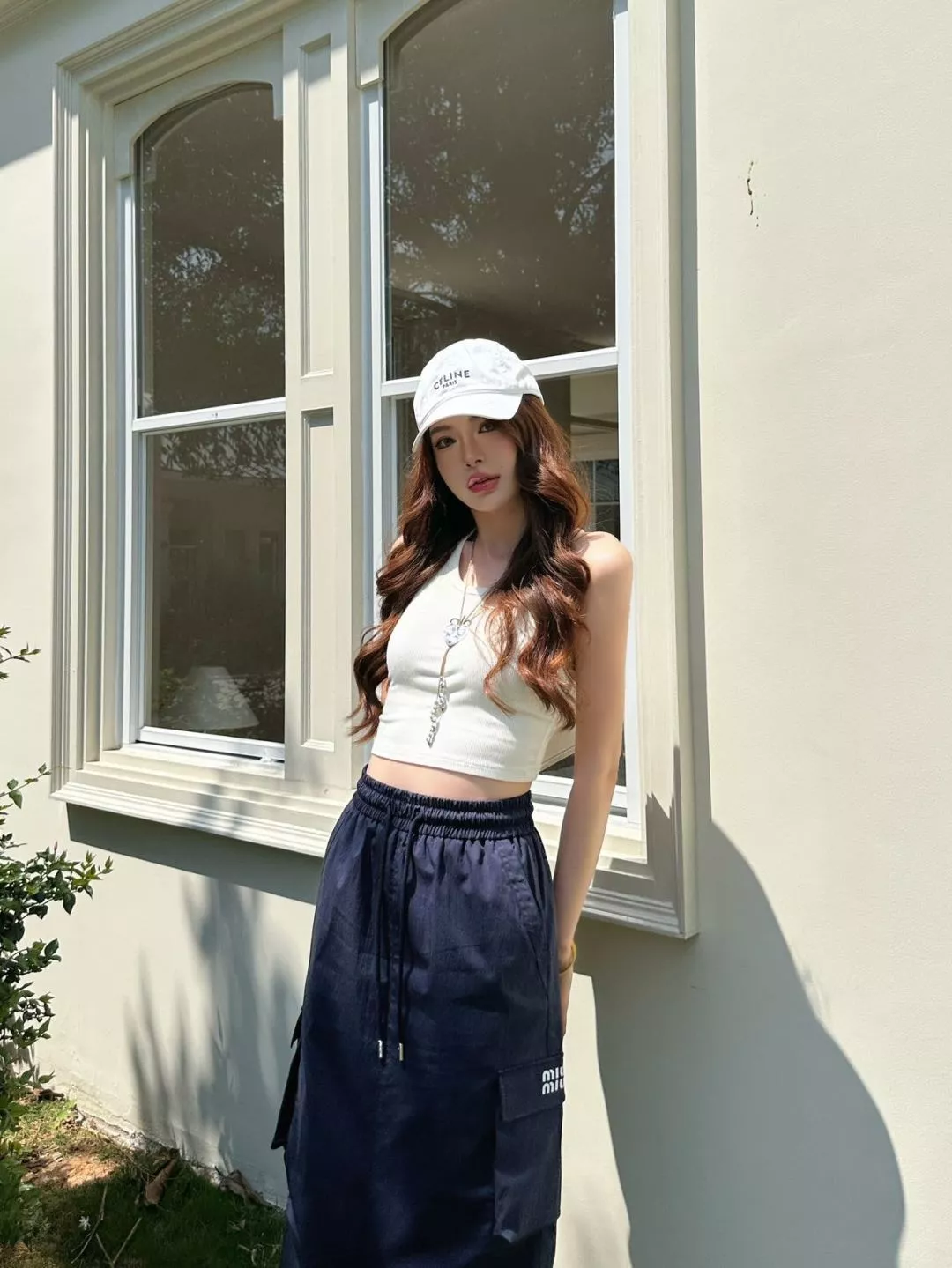 미우미우 밴딩 허리 카고 스타일 스커트 상세 이미지 23