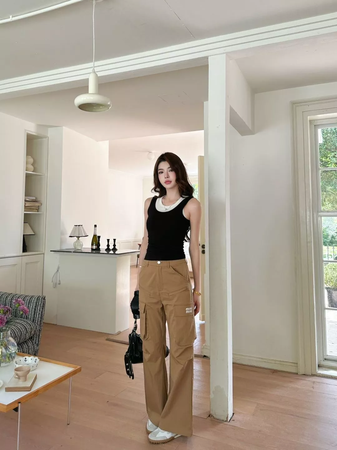 미우미우 하이웨이스트 와이드 카고 팬츠 상세 이미지 20