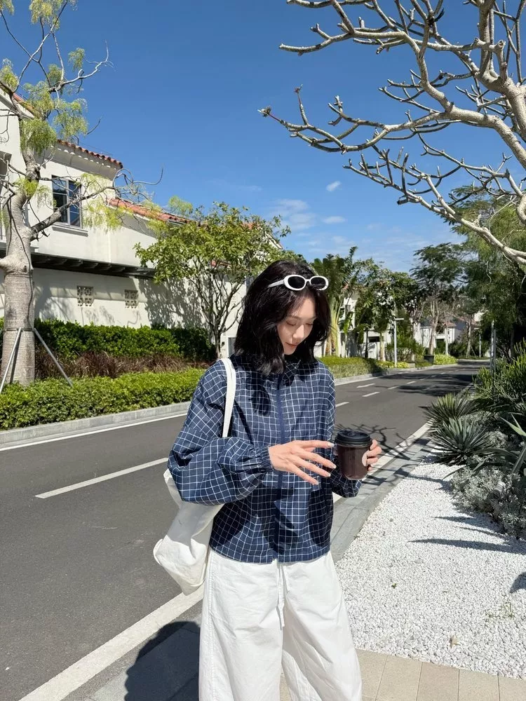 노브랜드 체크 패턴 스탠드넥 숏 재킷 상세 이미지 44