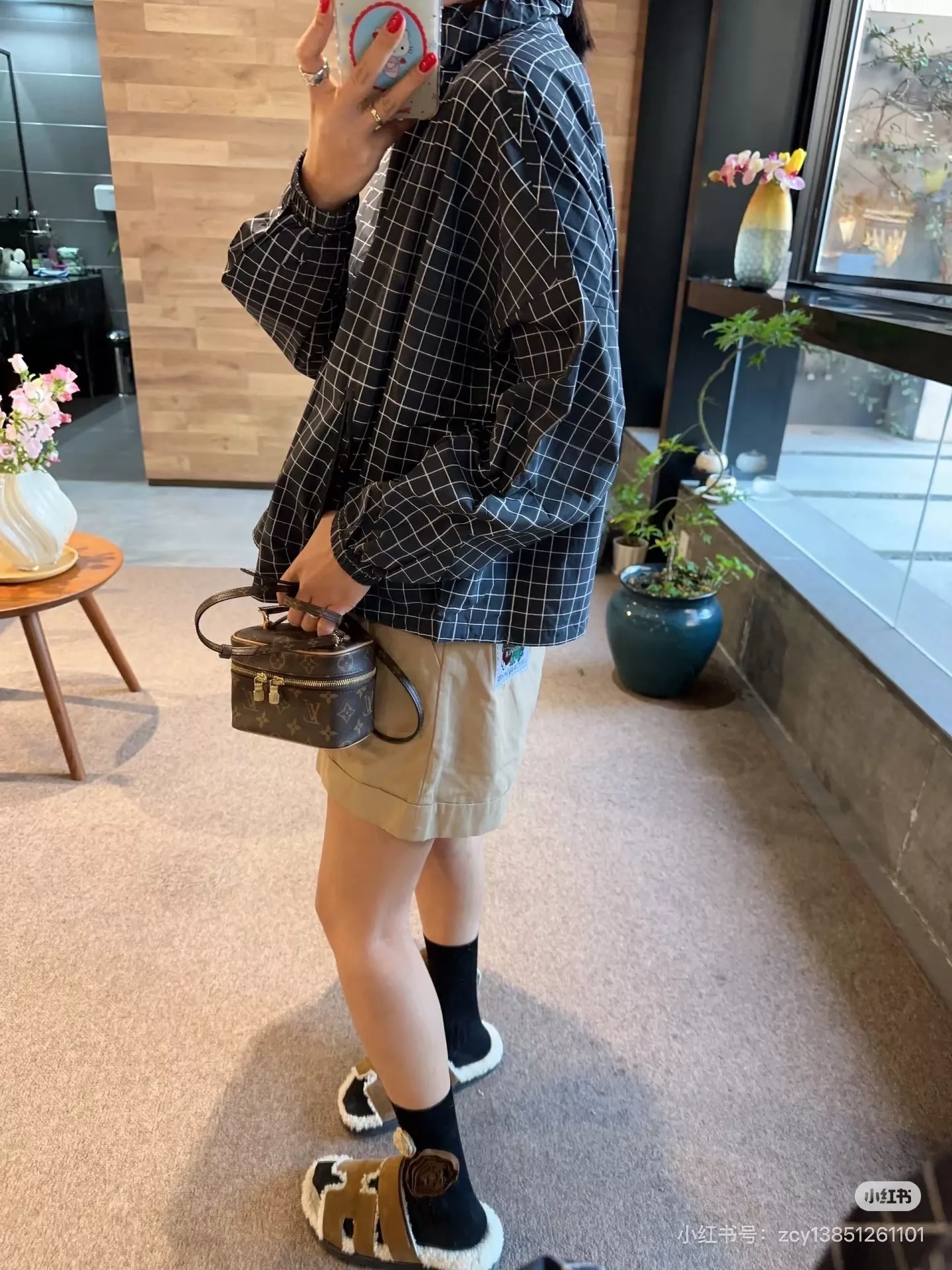 노브랜드 체크 패턴 스탠드넥 숏 재킷 상세 이미지 41