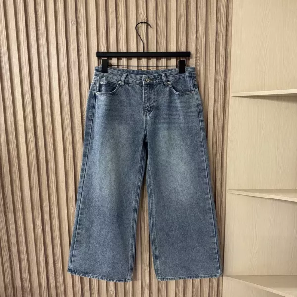 로에베 여성 로고 자수 스트레이트 데님 팬츠