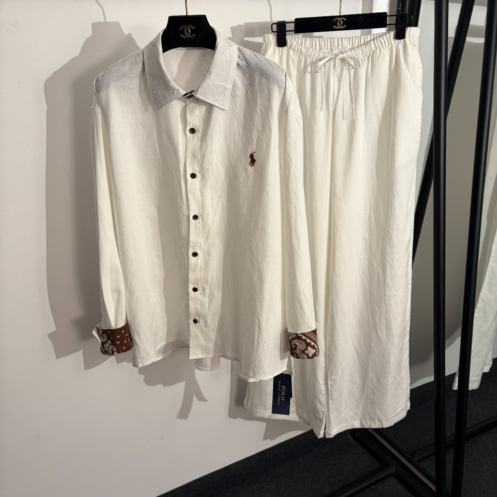 랄프로렌 폴로 자수 포인트 린넨 셔츠 팬츠 세트