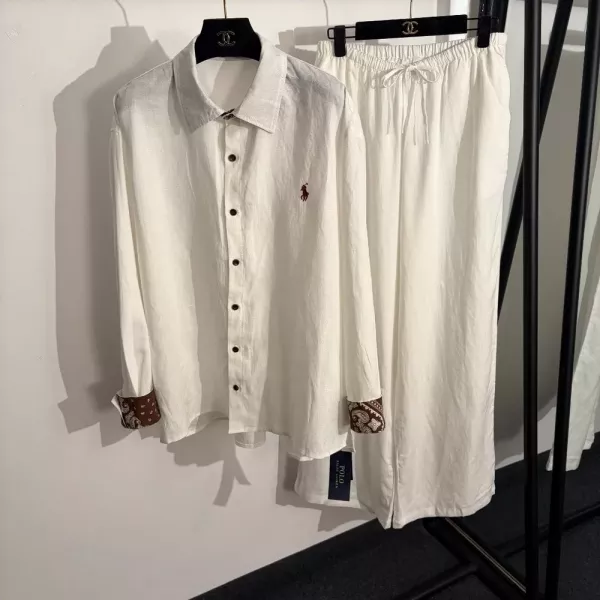랄프로렌 폴로 자수 포인트 린넨 셔츠 팬츠 세트
