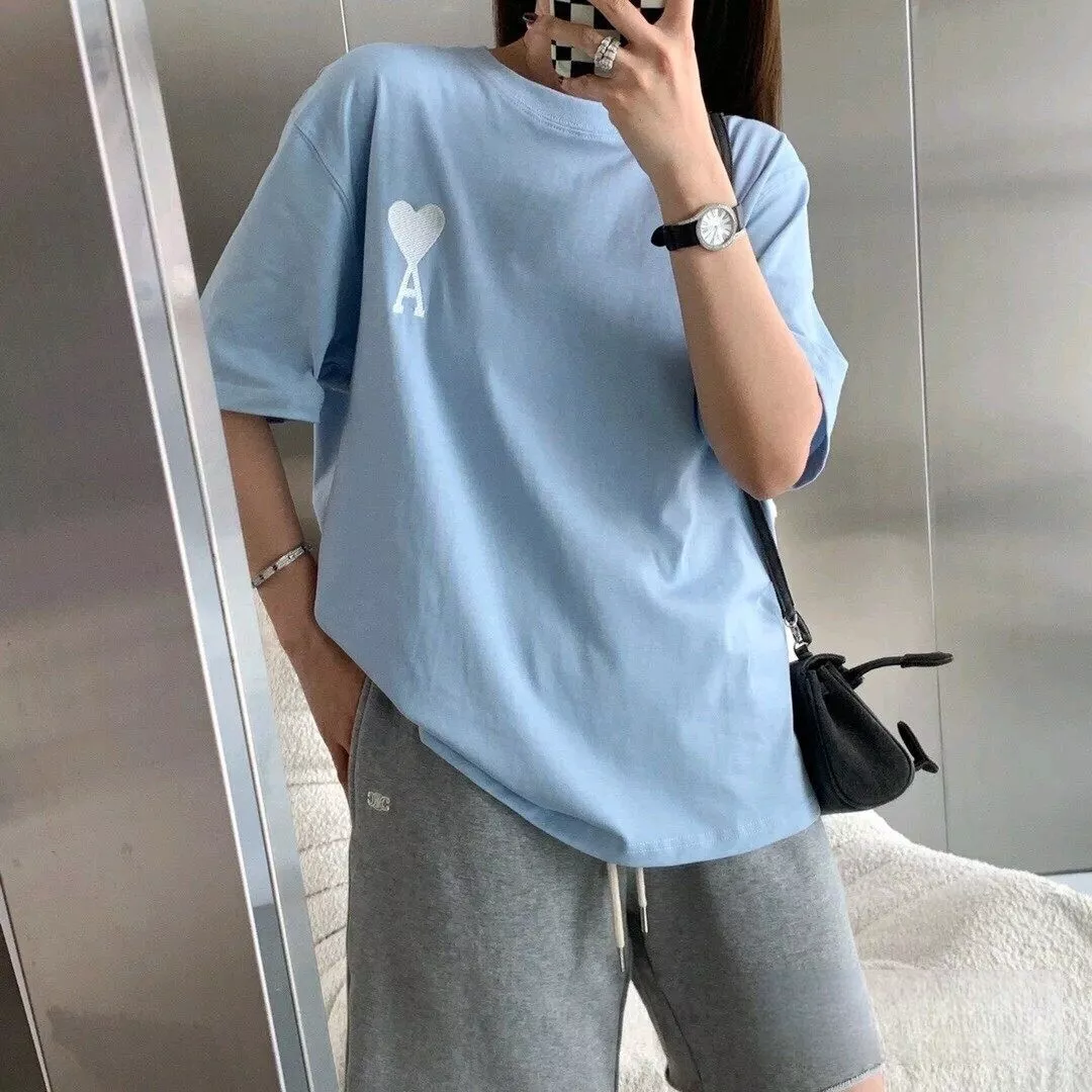 아미 마카롱 컬러 하트 로고 자수 티셔츠 상세 이미지 10