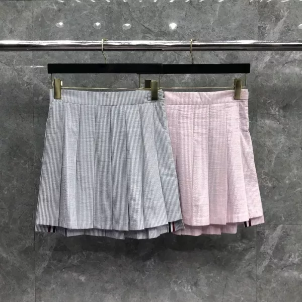 톰브라운 플리츠 배색 미니 스커트