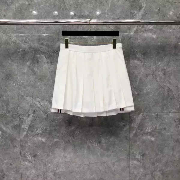 톰브라운 플리츠 배색 밴딩 스커트