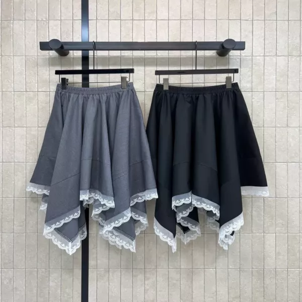디올 레이스 배색 언밸런스 스커트