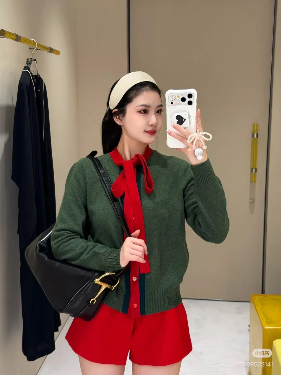 구찌 배색 리본 포인트 니트 탑 상세 이미지 17