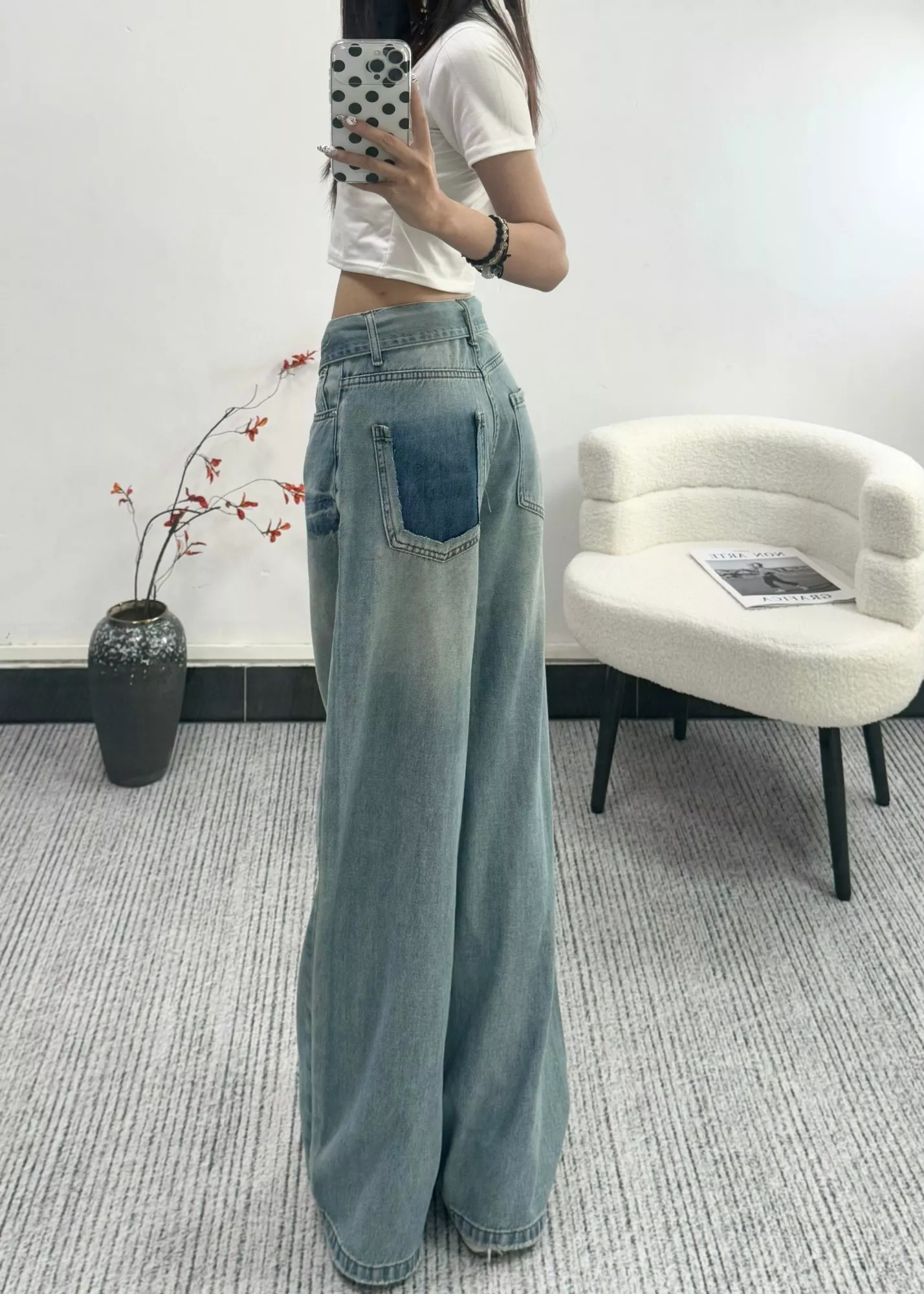 디올 복고 하이웨이스트 와이드 데님 팬츠 상세 이미지 12