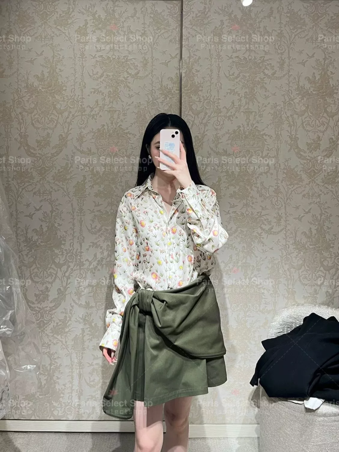디올 언발란스 랩 스타일 코튼 스커트 상세 이미지 39