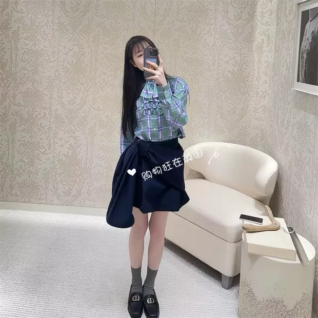 디올 언발란스 랩 스타일 코튼 스커트 상세 이미지 58