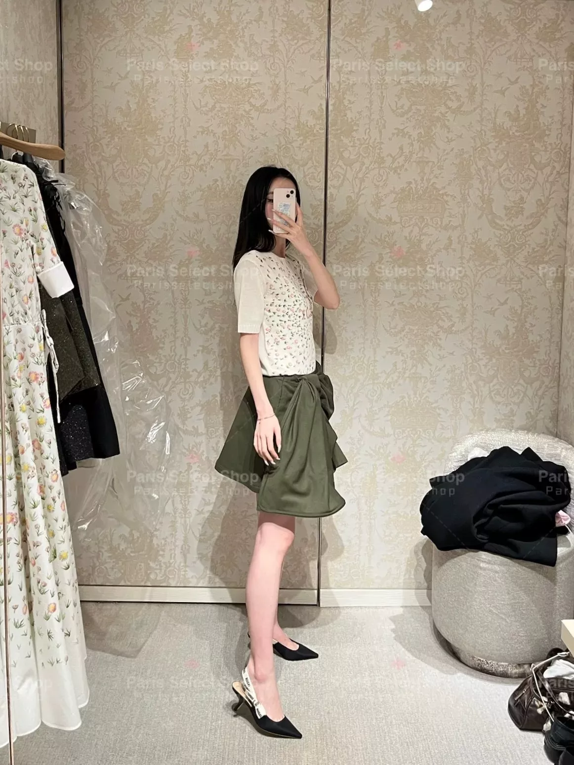디올 언발란스 랩 스타일 코튼 스커트 상세 이미지 48
